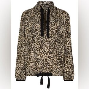 THE UPSIDE Leopard Print Half Zip Anorak In Black S